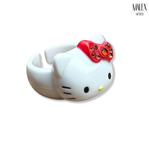 Anillo Color Blanco con Cara de Hello Kitty